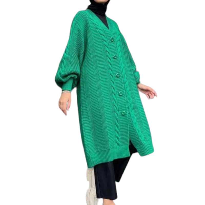 Jacheta Emy, tip Cardigan tricotat pentru femei, culoare verde, oversize, marime mare, inchidere cu nasturi Acum la 191,00 le...